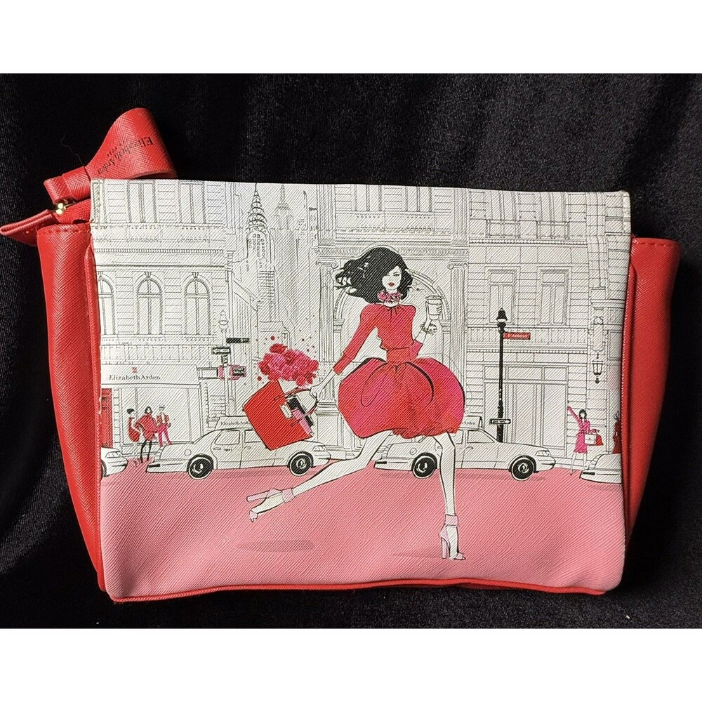 Makeup Bag Travel Cosmetic Elizabeth Arden Red New York Shopping